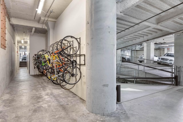 Secure garage with bike parking storage racks